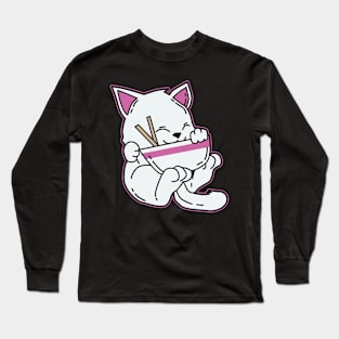 Cute Japanese Anime Ramen Cat T-Shirt Gift Manga Long Sleeve T-Shirt